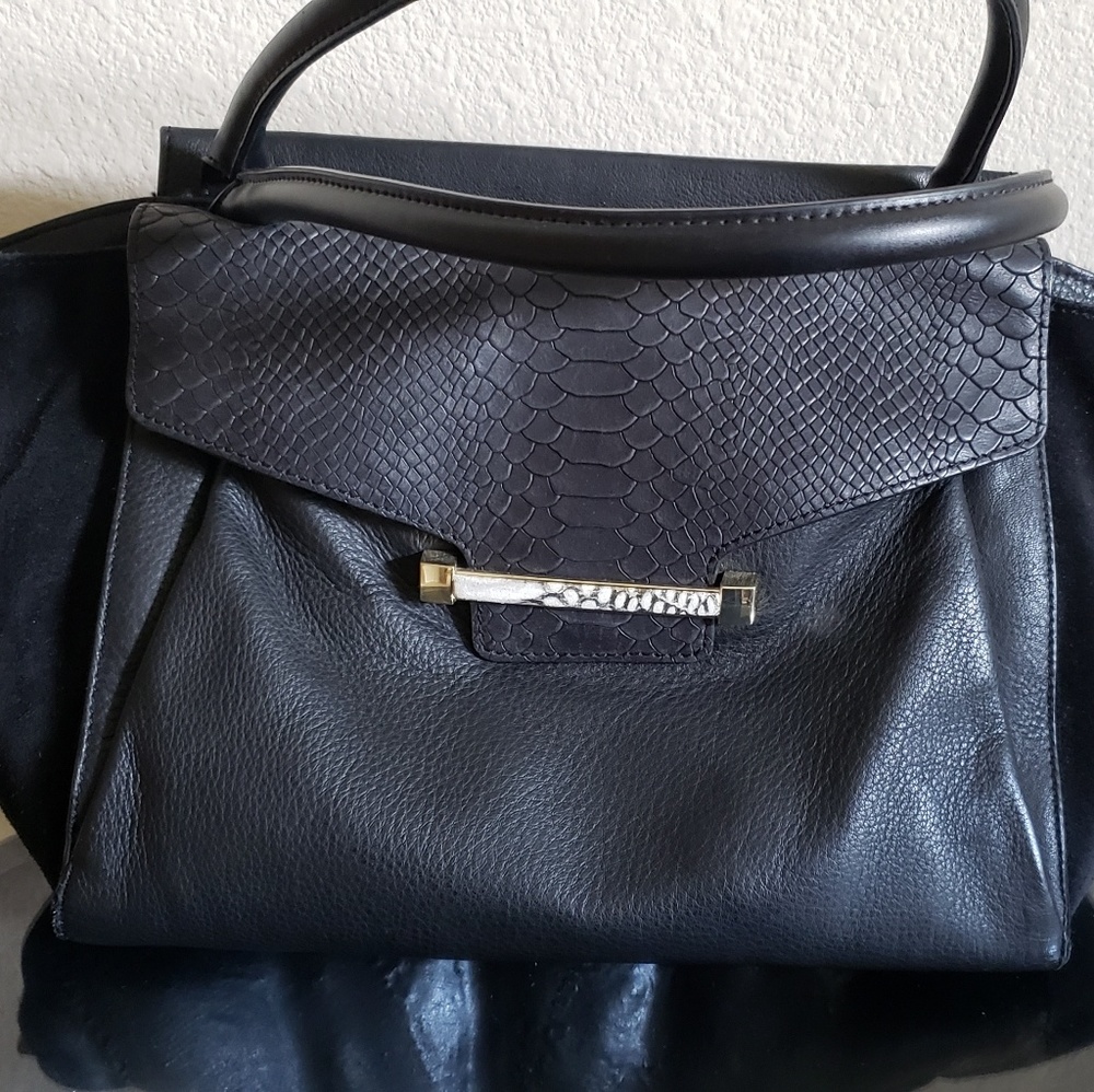 Vince camuto  black trapeze and leather bag